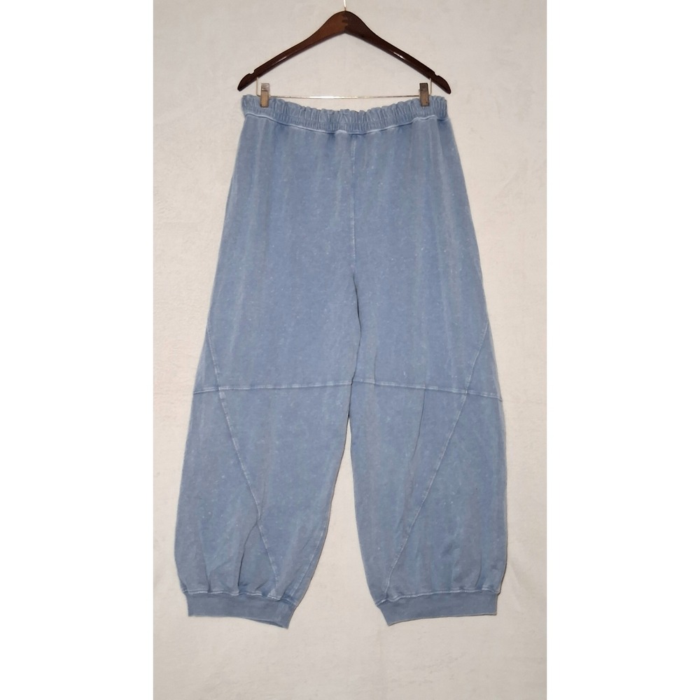 Aerie Blue Acid Wash Balloon Leg Sweatpants Cotton Seam Detail Joggers Large - Picture 4 of 9